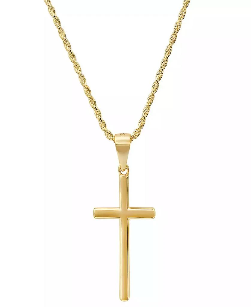 STEELTIME Men's 14K Gold Plated Rope Chain and Cross Pendant Necklace 2