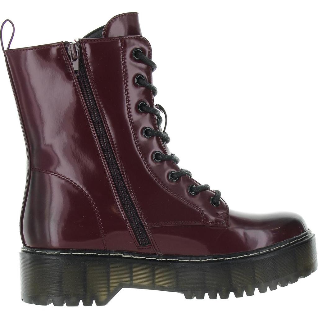 UNIONBAY Kiwi Womens Zipper Patent Combat & Lace-Up Boots