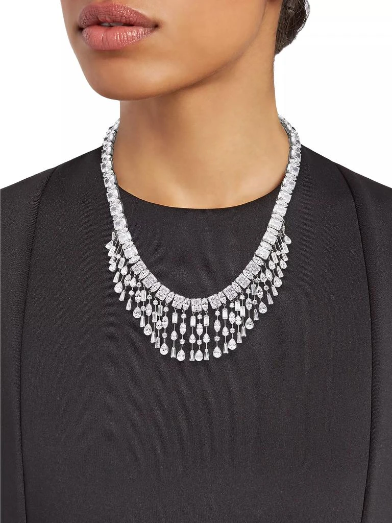 Adriana Orsini Glitz Sterling Silver & Cubic Zirconia Drama Fan Bib Necklace 2