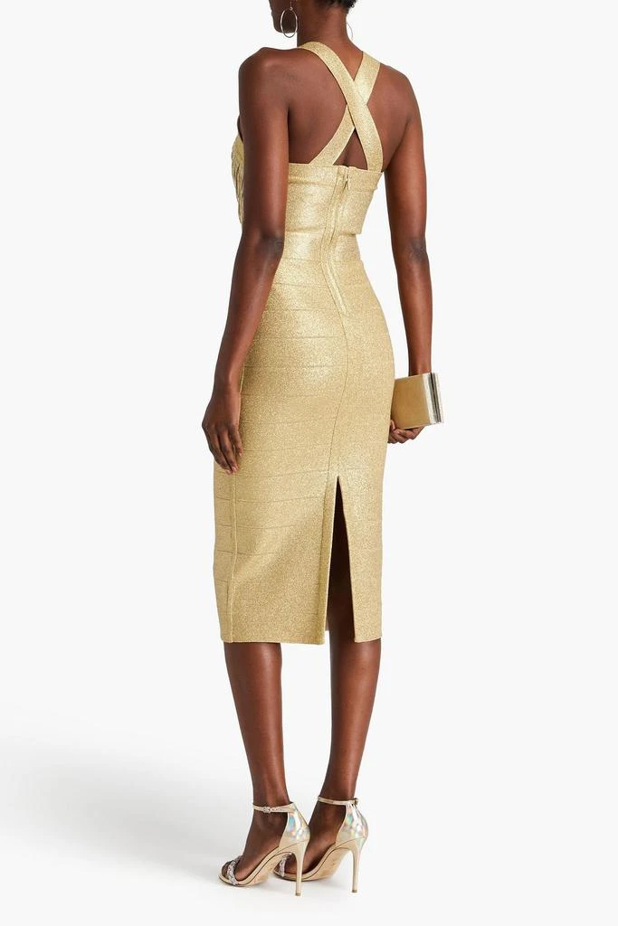 Herve Leger Fringed metallic bandage midi dress 3