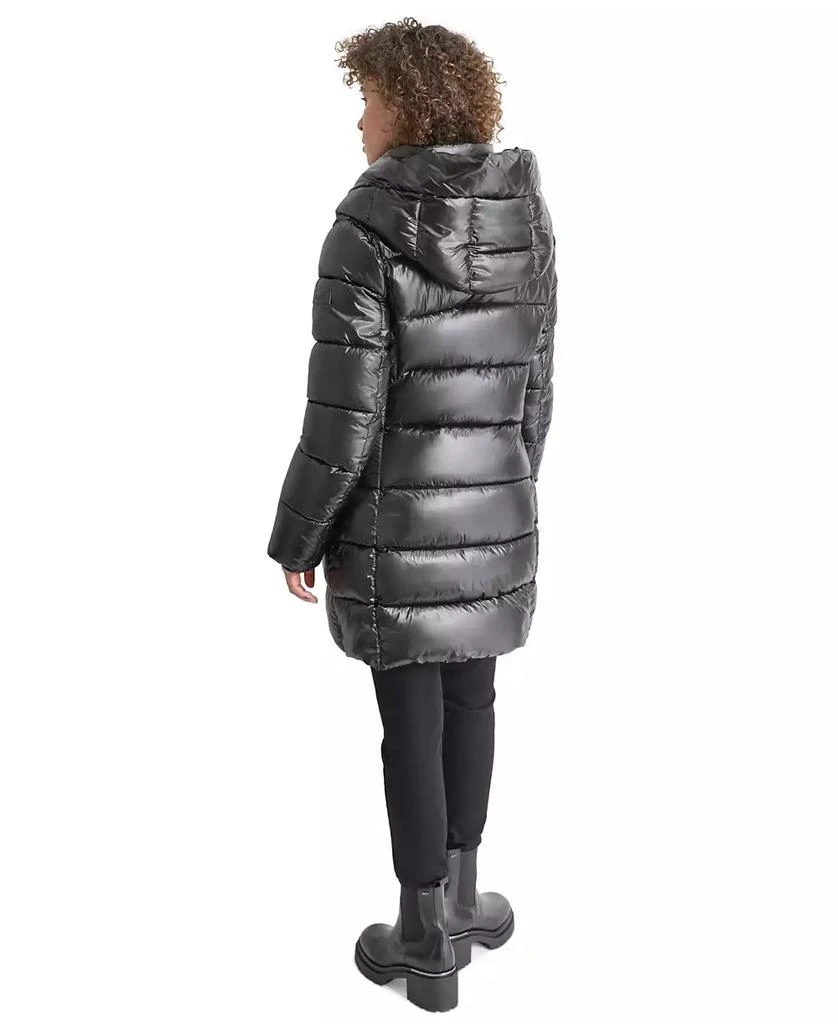 DKNY Women's Bibbed Shawl-Collar Packable Shine Puffer Coat 2