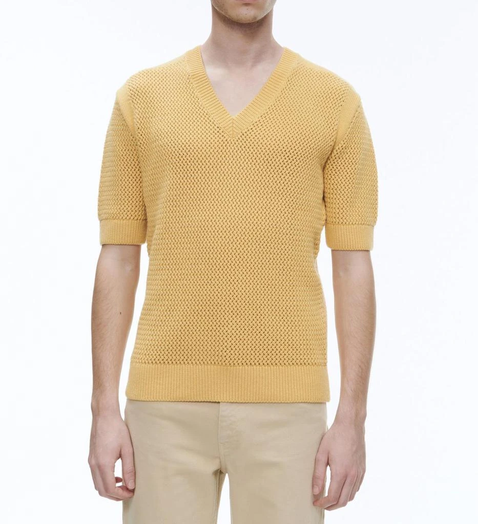 预计3周后发货 Fursac T-Shirt Ajouré En Laine Et Coton - Jaune Paille - Homme 3