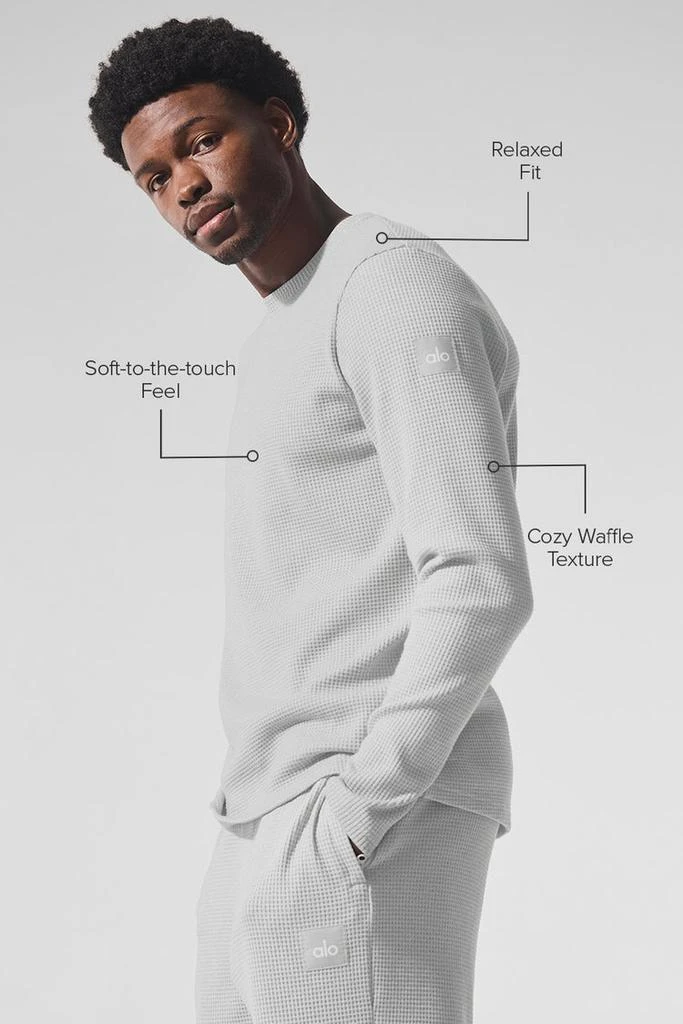 Alo Elevate Waffle Long Sleeve Crew - Athletic Heather Grey 2