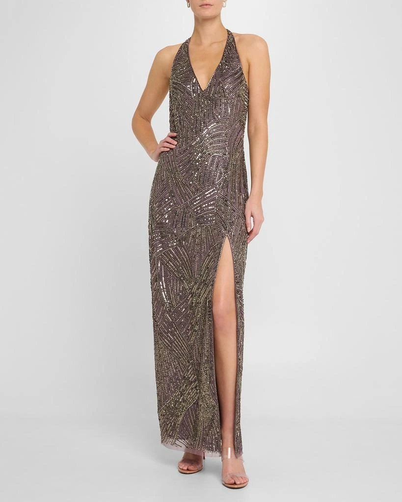 Aidan Mattox Beaded Side-Slit Halter Gown - Dresses & Skirts - Free Shipping - BeyondStyle Aidan Mattox Beaded Side-Slit Halter Gown - Dresses & Skirts - Free Shipping - BeyondStyle