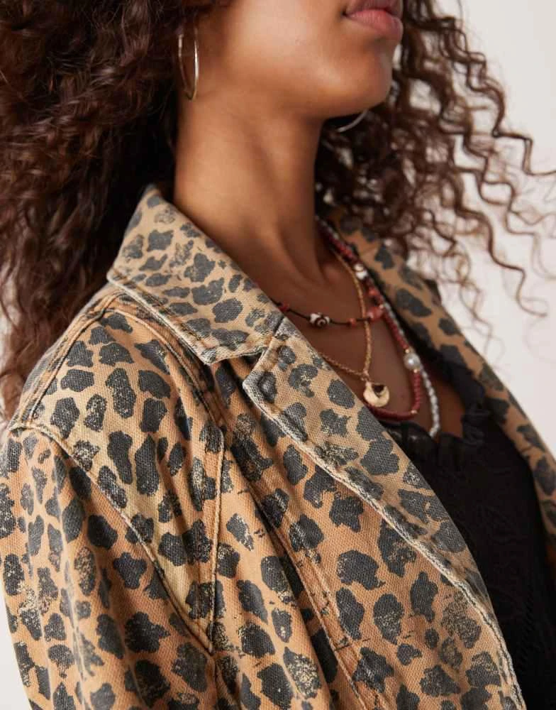 Free People Free People leopard denim duster coat in multi 3