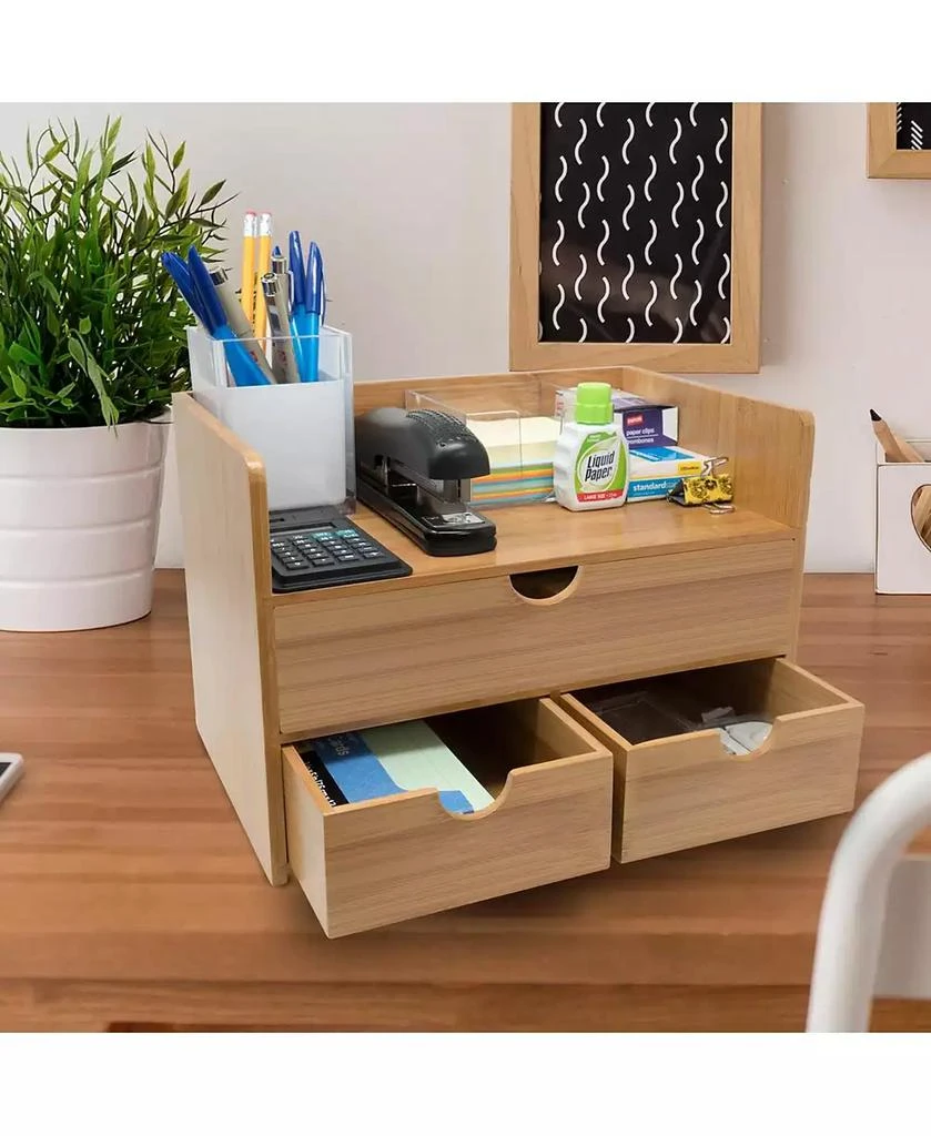 3-Tier Bamboo Desk Organizer Countertop Organization and Storage with 3 ...