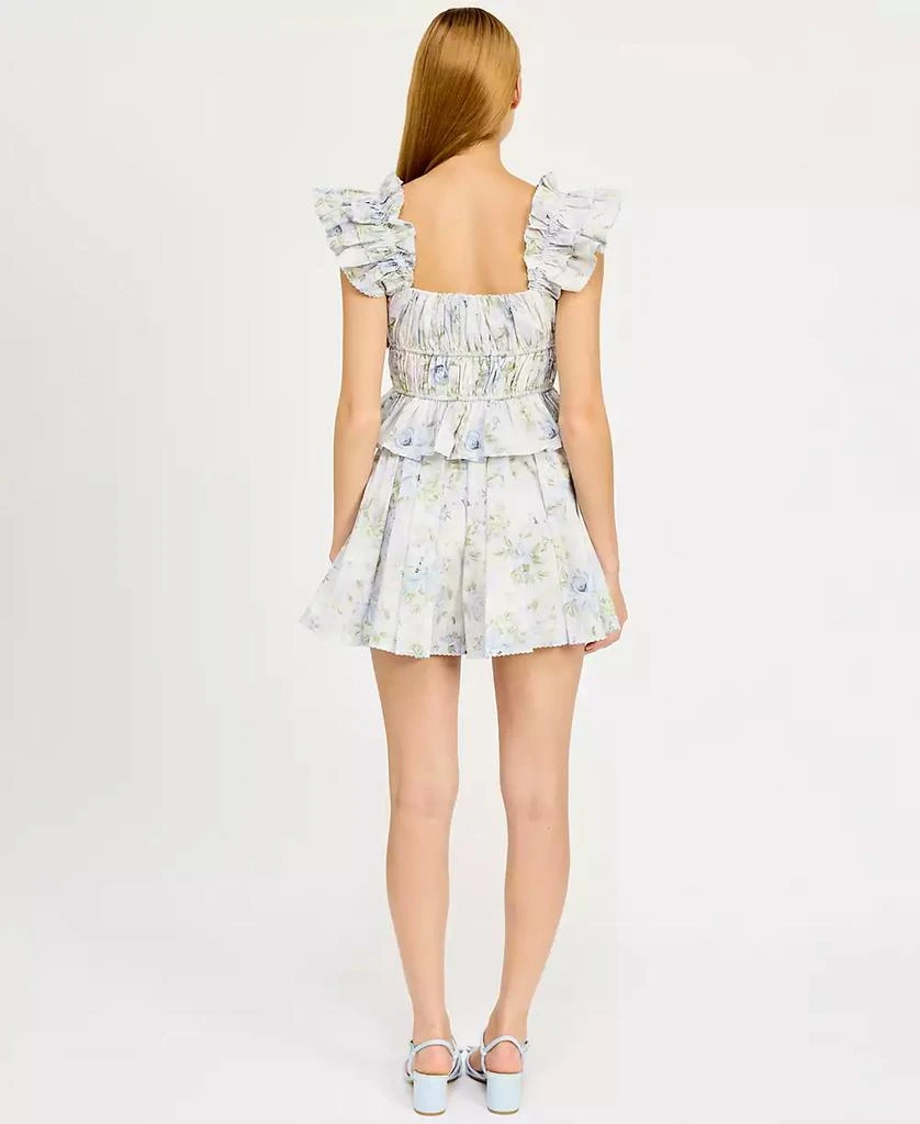 En Saison Women's Scarlet Floral Cotton Peplum Top 6