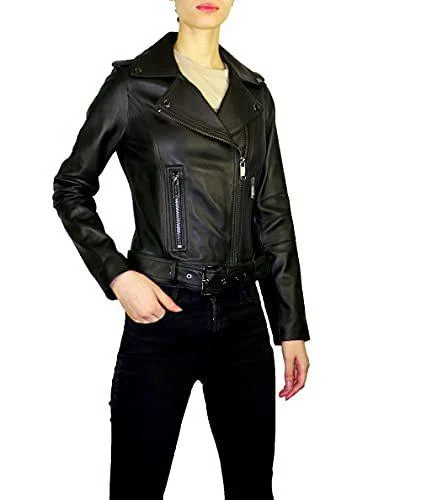 Michael Kors Michael Michael Kors Women's Black Leather Asymmetrical Zip Short Leather Jacket 1
