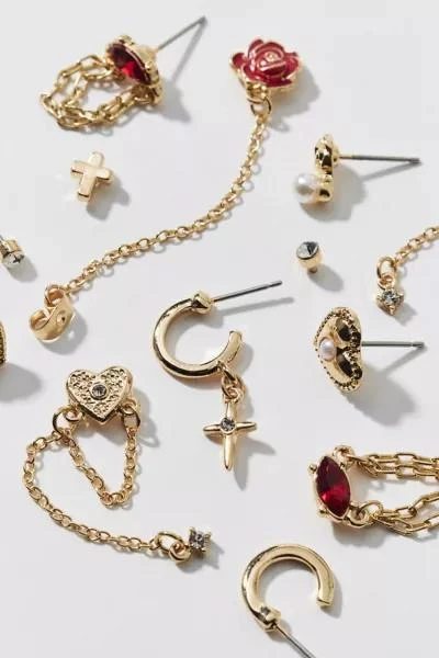 Urban Outfitters Belladona Chain Post & Hoop Earring Set 1