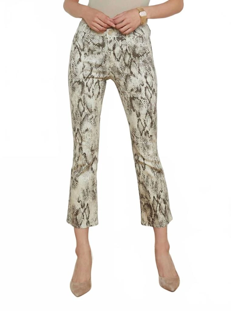 L'Agence Tati High Rise Crop Micro Boot Jean In Tan Multi Snake Coated 1