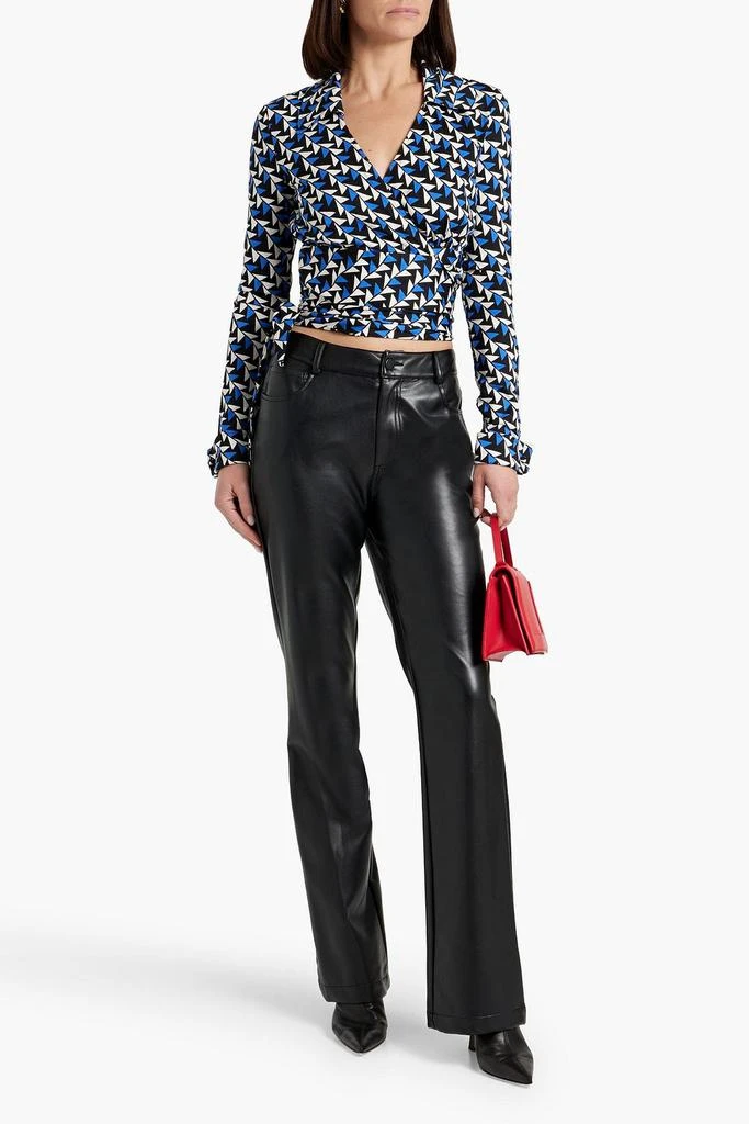 Diane von Furstenberg Bobbie cropped printed silk and cotton-blend jersey wrap top 2
