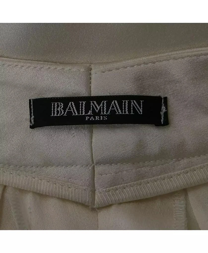 Pre-Owned Balmain Women
s White Satin Flared High Rise Trousers 5