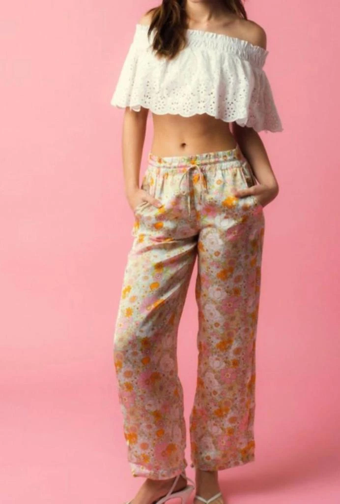 Olivaceous Floral silky pants 1