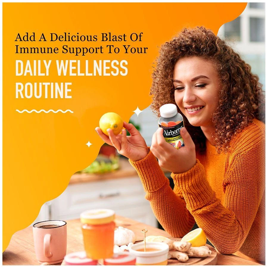 Airborne Vitamin C, E, Zinc, Minerals & Herbs Immune Support Supplement Gummies Orange 5
