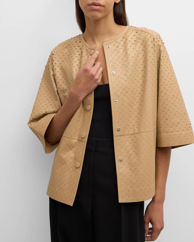 Lafayette 148 New York Perforated Nappa Leather Jacket 7