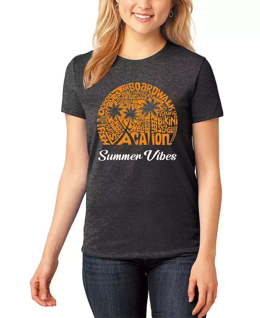 LA Pop Art Women's Summer Vibes Premium Blend Word Art T-Shirt
