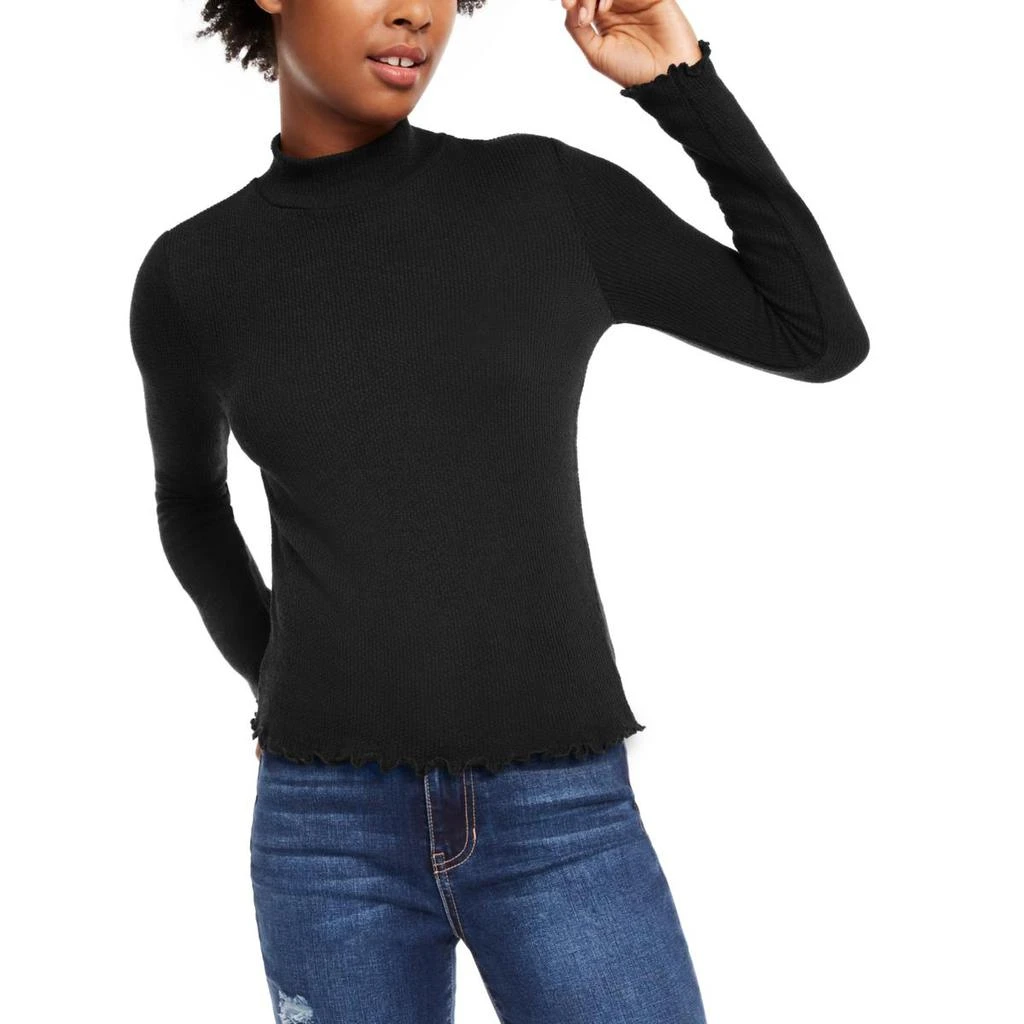 Planet Gold Juniors Womens Ribbed Mock Neck Pullover Top 3