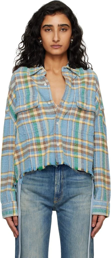 R13 Blue Cropped Work Shirt