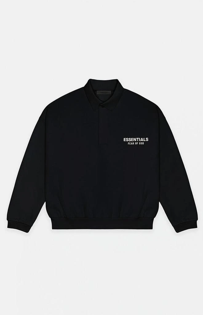 Essentials Black Fleece Polo Sweatshirt 1