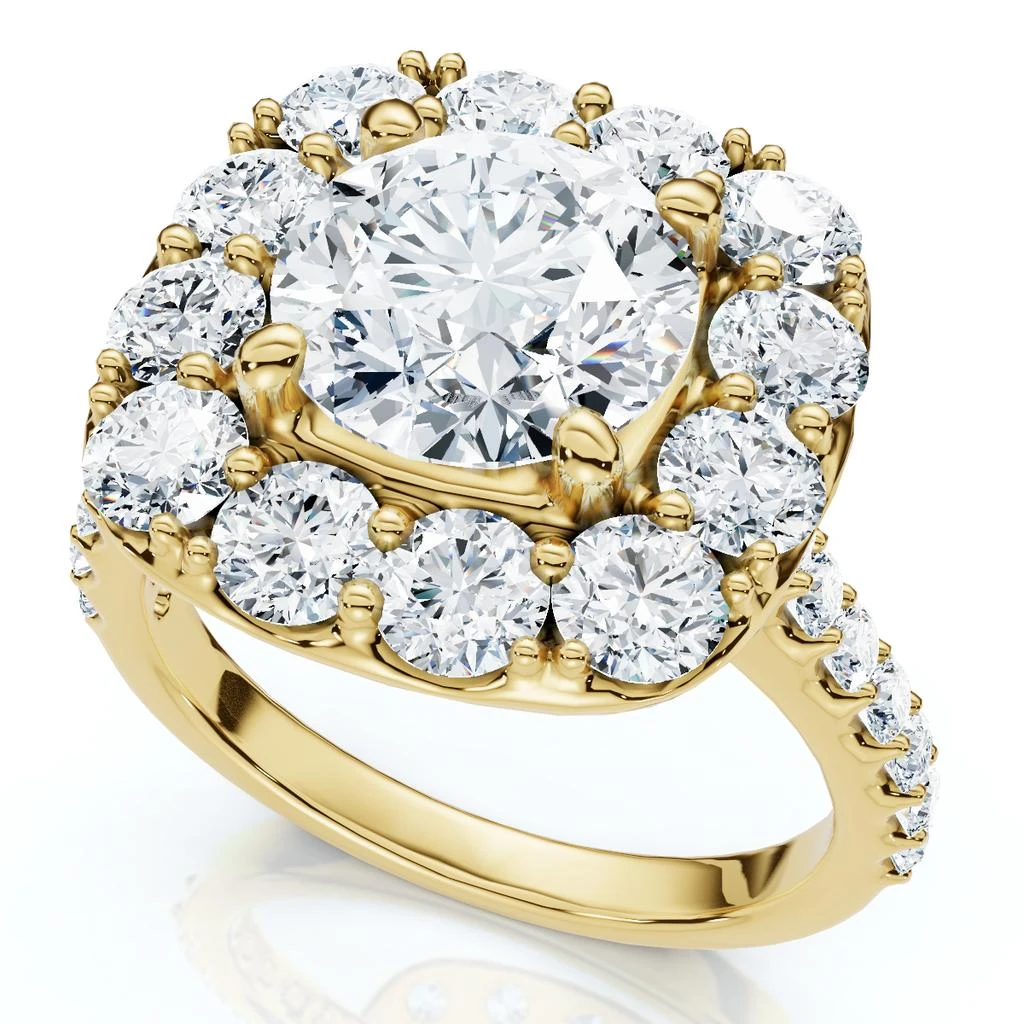 Pompeii3 Certified 3 1/2ct Cushion Halo Diamond Engagement Ring 14k Gold or Pt Lab Grown 1