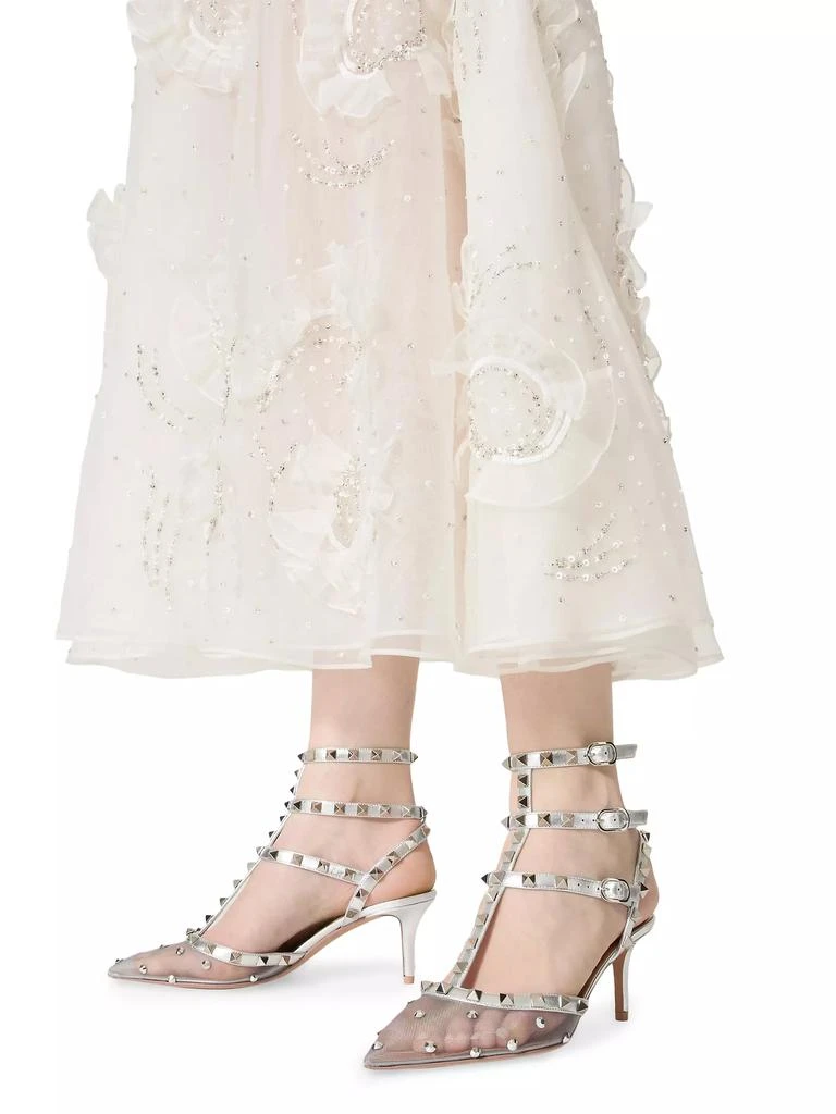 Valentino Rockstud Mesh Pumps with Crystals and Straps 65MM 6