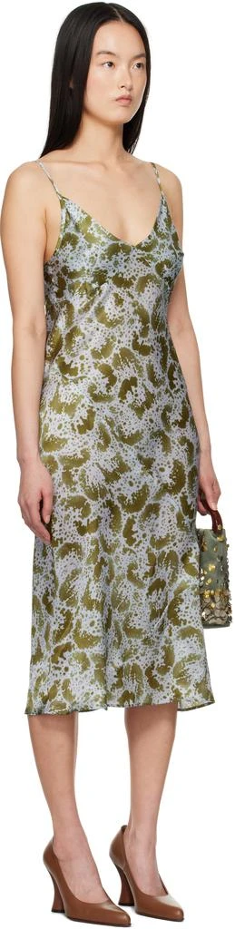 Dries Van Noten Blue 
Green Silk Slip Midi Dress 2