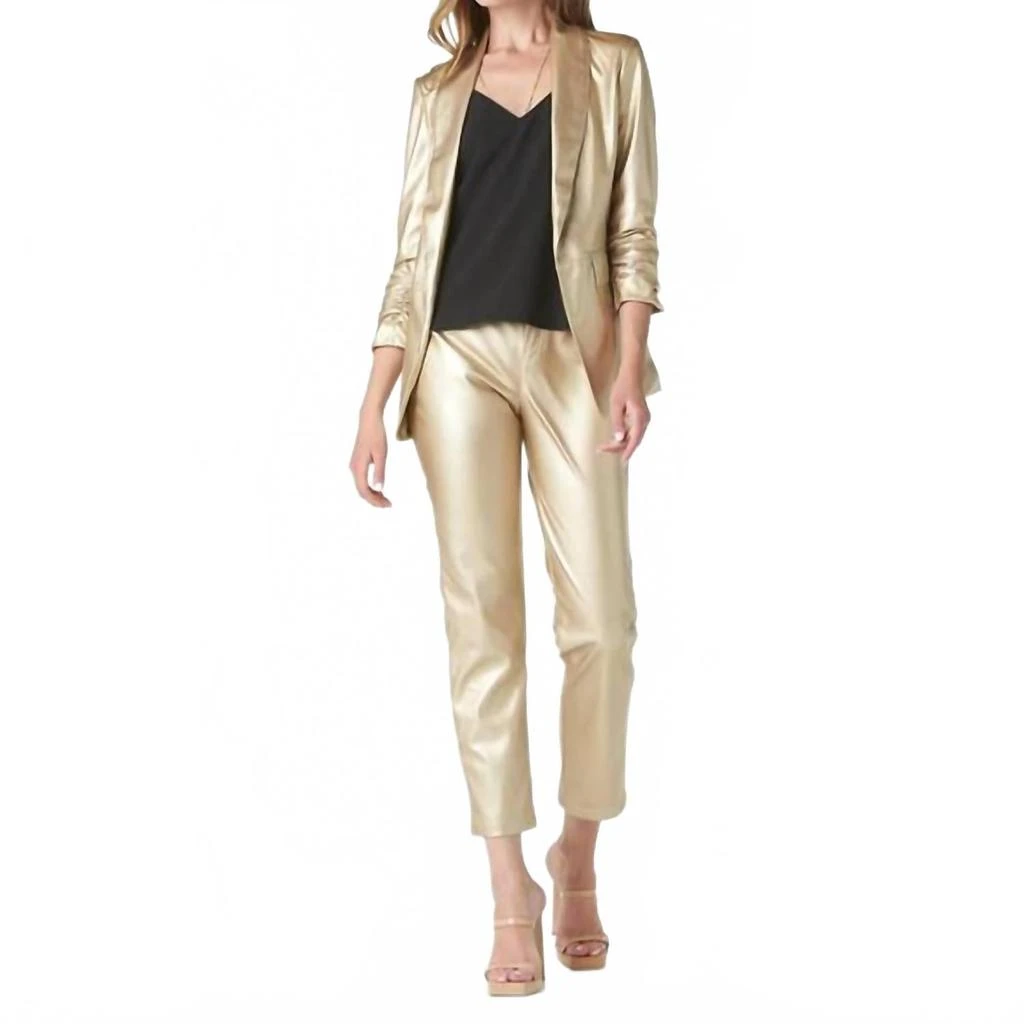 Tart Kia Vegan Leather Blazer In Gold