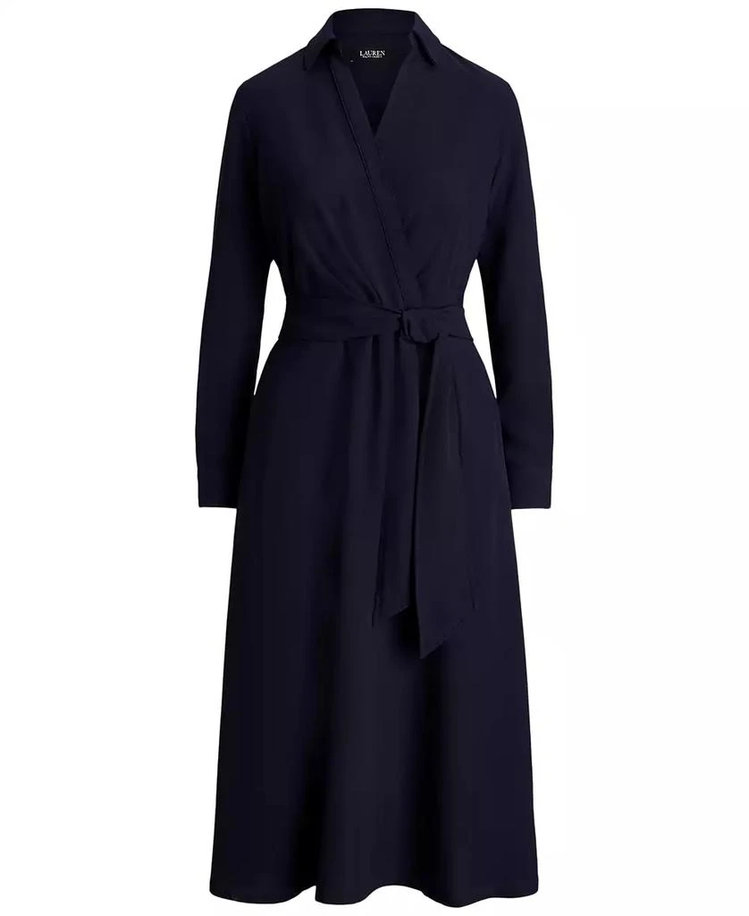 Ralph Lauren Women's Self-Belt Long-Sleeve Surplice Georgette Midi Dress 3
