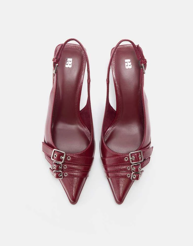 Pull&Bear Pull&Bear Buckled high-heel shoes in print 1 4