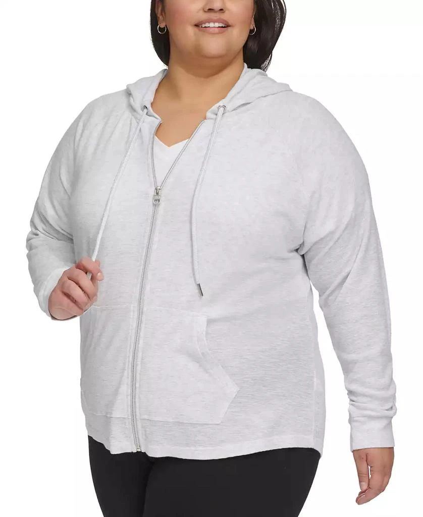 Calvin Klein Ruched-Sleeve Zip Hoodie, XS- 1
