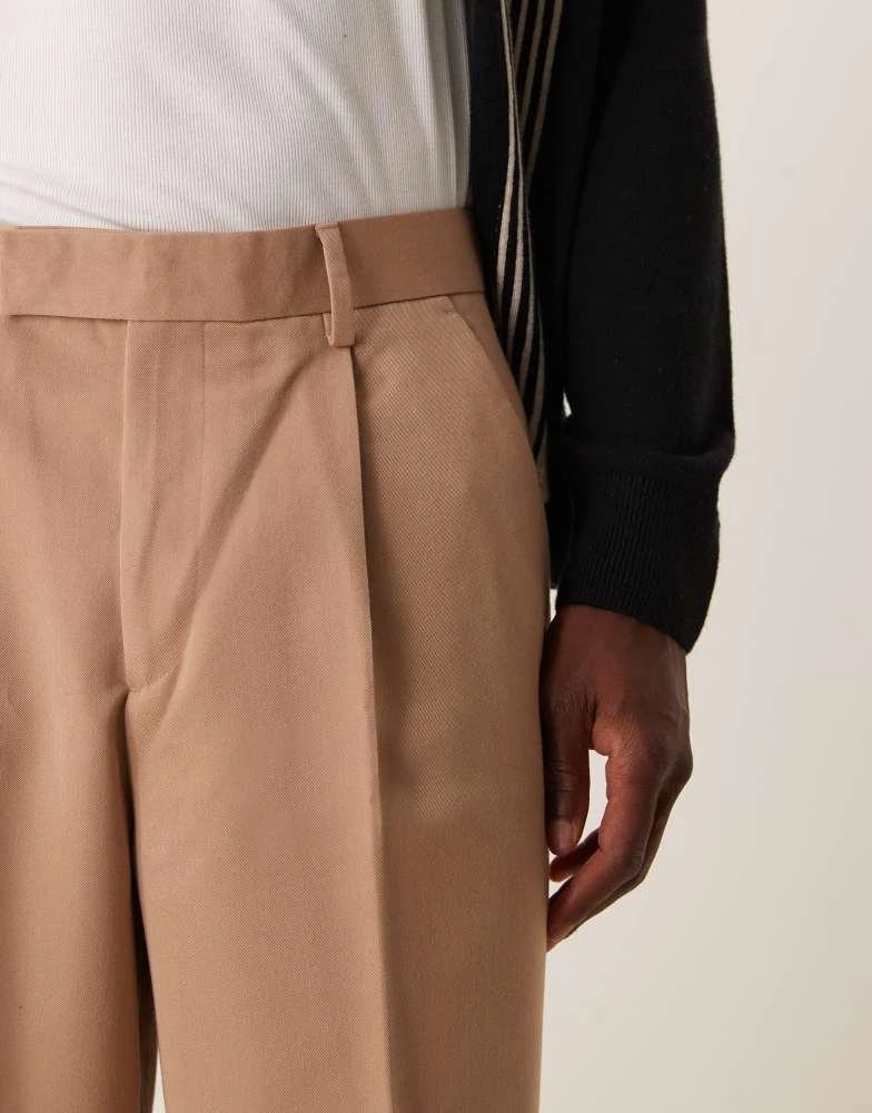 ASOS ASOS DESIGN smart wide leg trousers with front pleat in camel 3
