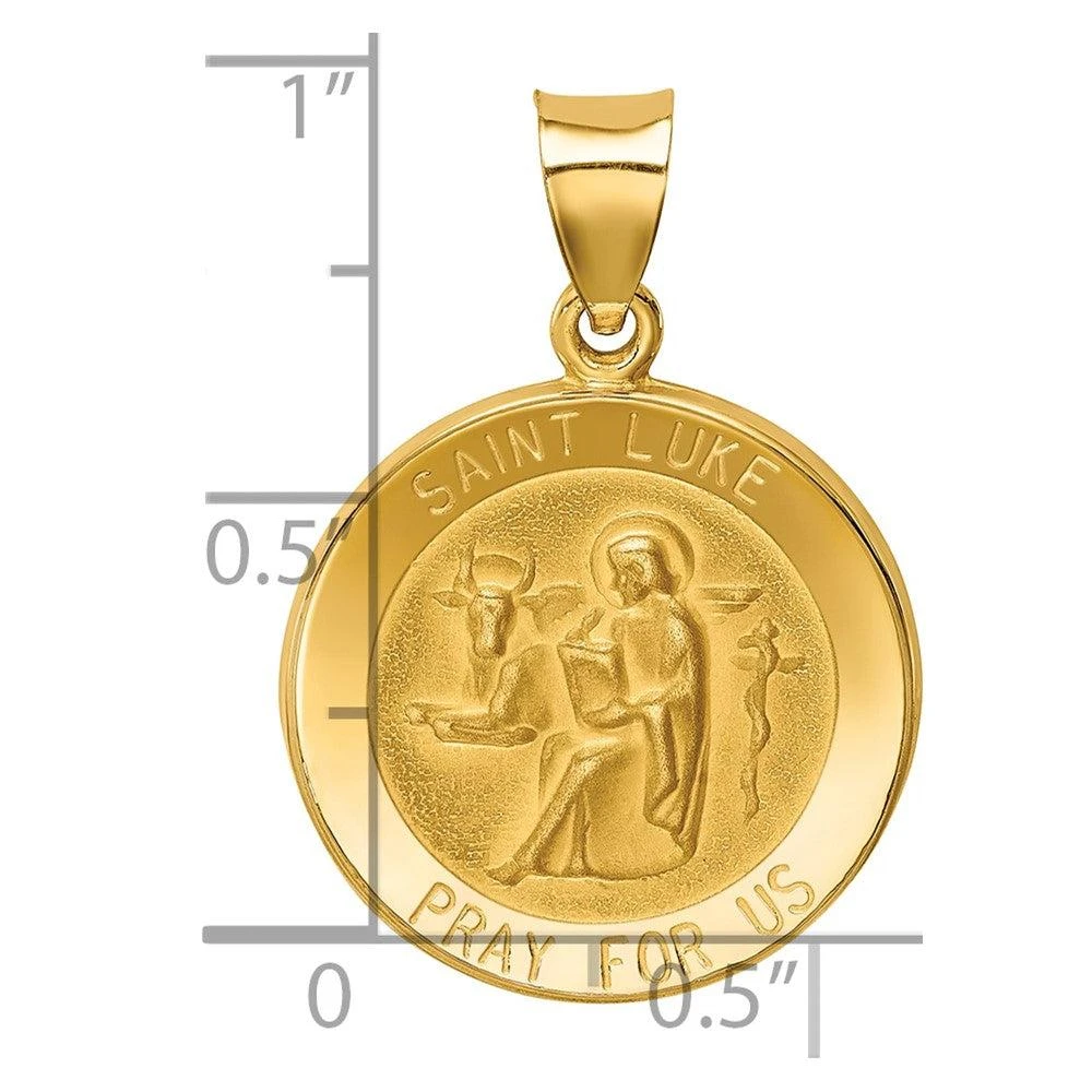 Diamond2Deal 14k Yellow Gold Polished and Satin St Luke Medal Hollow Pendant 3