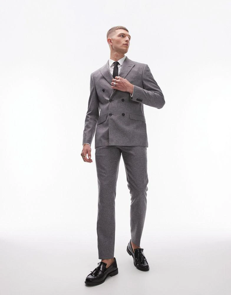 Topman Topman skinny textured suit trousers in grey 1