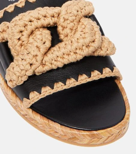 Tod's Kate leather and jute slides 6