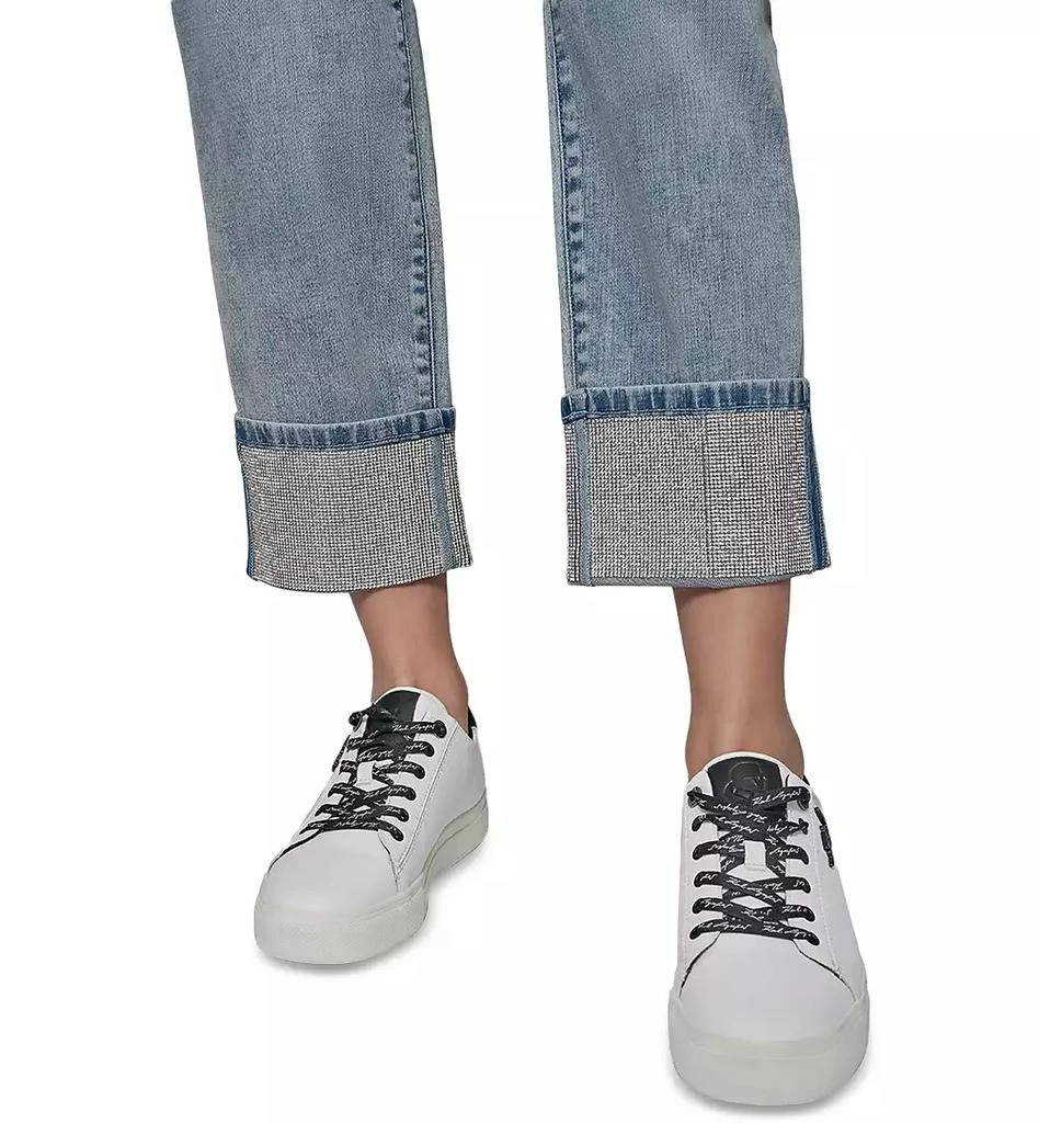 Karl Lagerfeld Paris Petite Crystal-Cuff Cropped Jeans 5