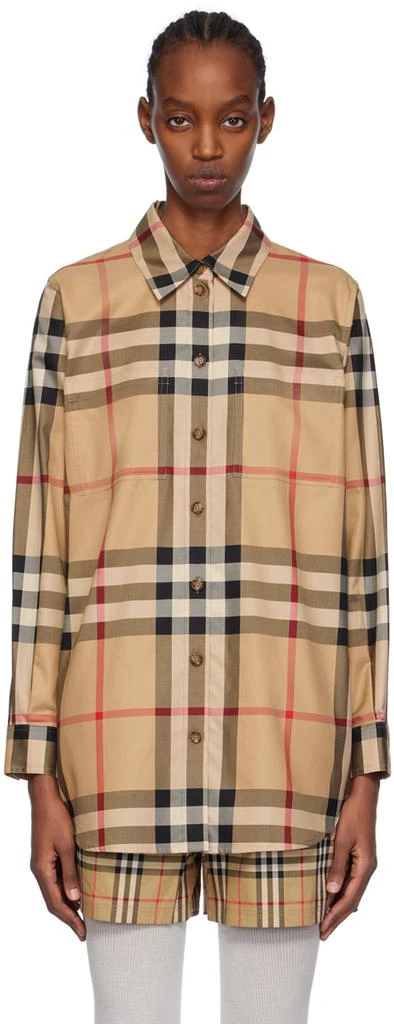 chinese dress ladies Long-sleeved checked casual shirt with breast pocket & easy-care i main image 0