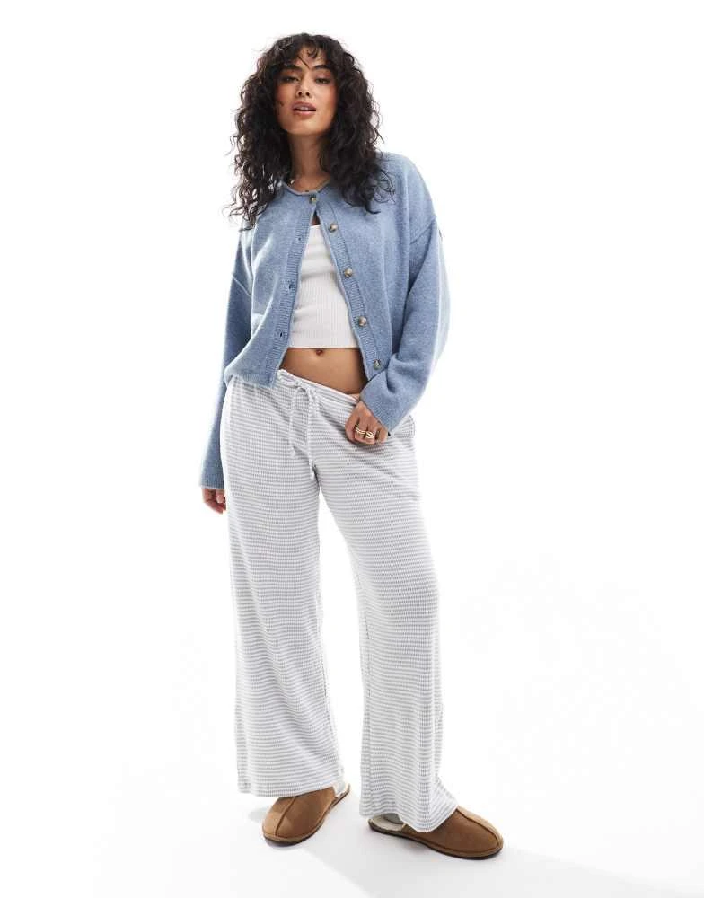 HOLLISTER Hollister nightwear cosy ribbed baggy trouser in blue stripe 1