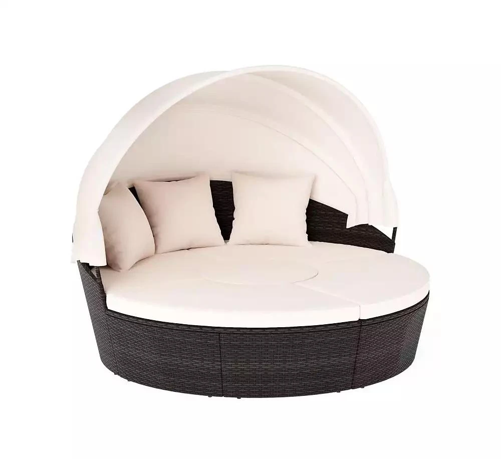 Slickblue Round Patio Daybed with Adjustable Retractable Canopy