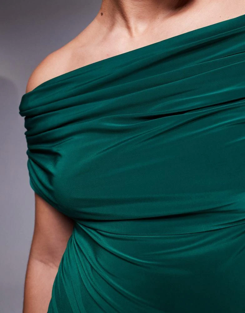 ASOS ASOS DESIGN Curve bandeau maxi dress with split in bottle green 4
