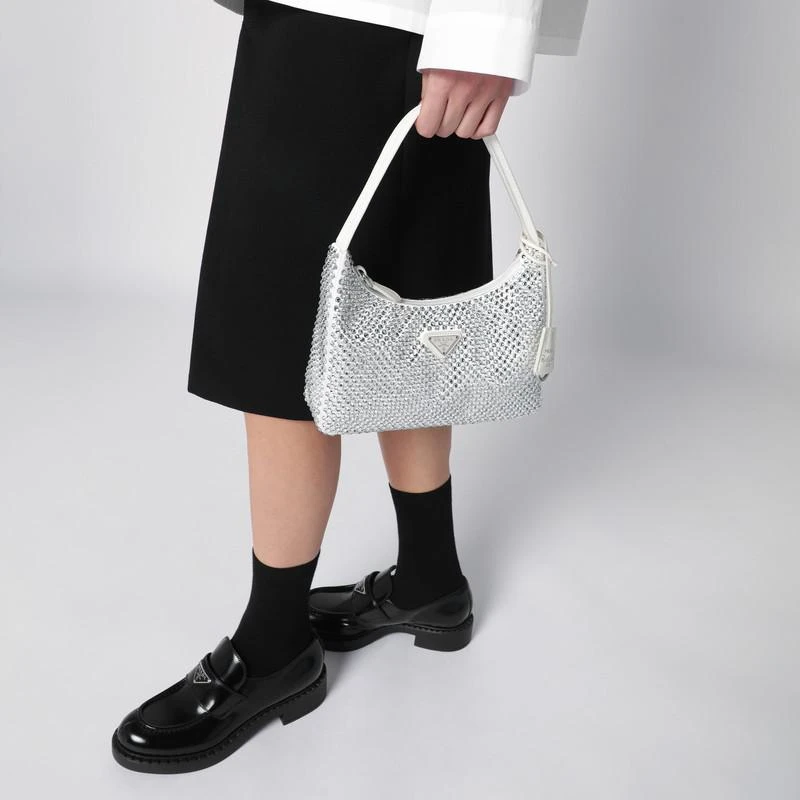 Prada White Re-Edition handbag with crystals 2