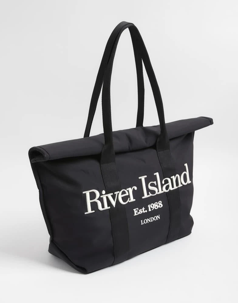 River Island River Island Roll top holdall bag in black 3