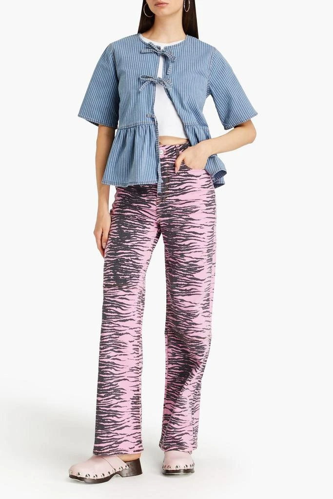 Ganni Tiger-print high-rise wide-leg jeans 2