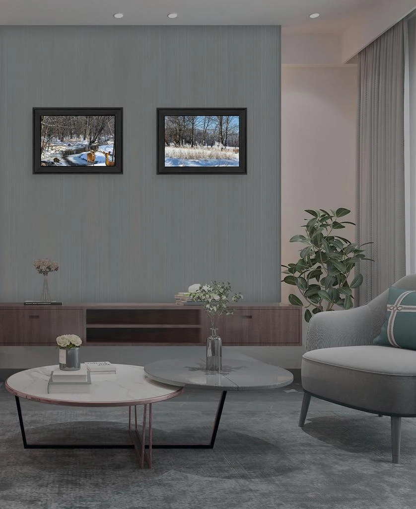 Hivvago Set Of Two Great Outdoors Nature or Winter Forest 3 Black Framed Print Wall Art 4