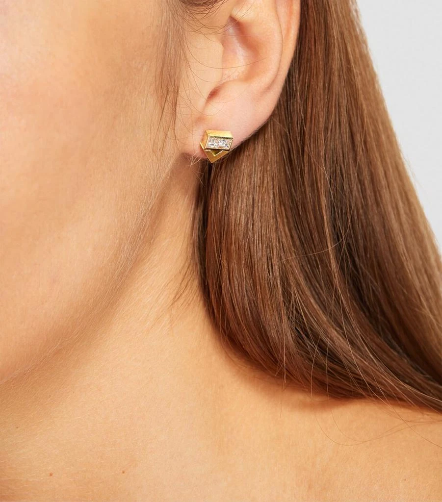 Azlee Yellow Gold and Diamond Deco Earrings 5