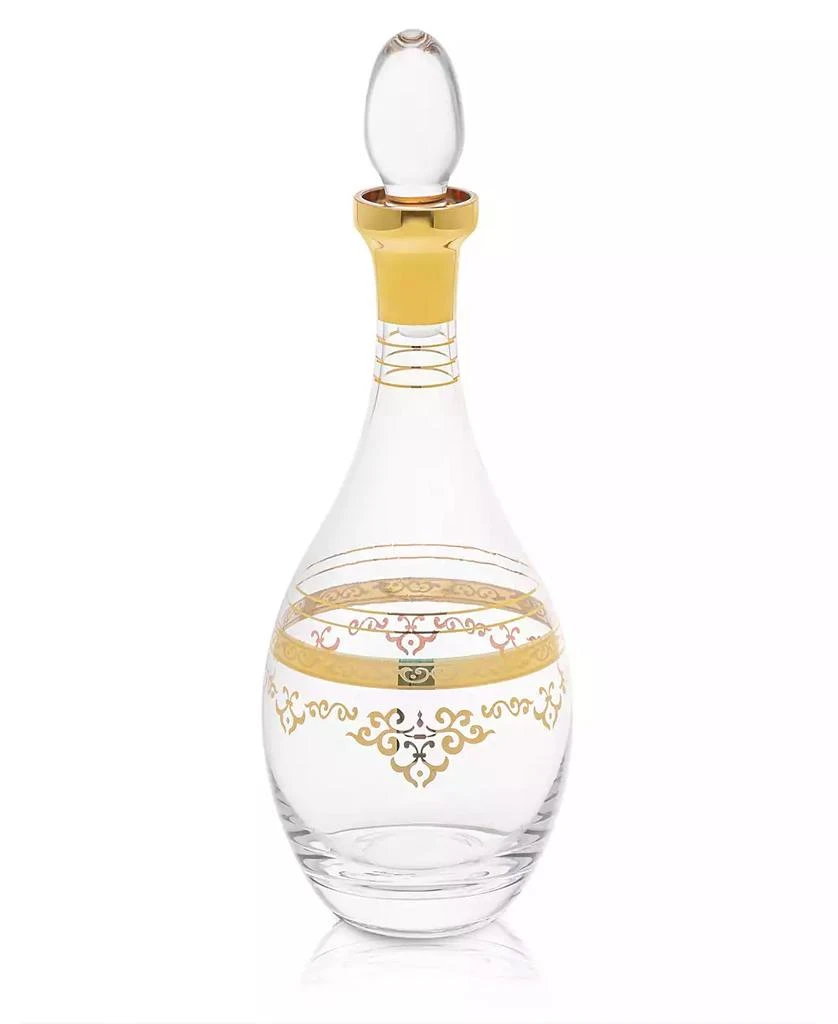 Classic Touch Glass Wine Bottle with Rich Gold-Tone Design
