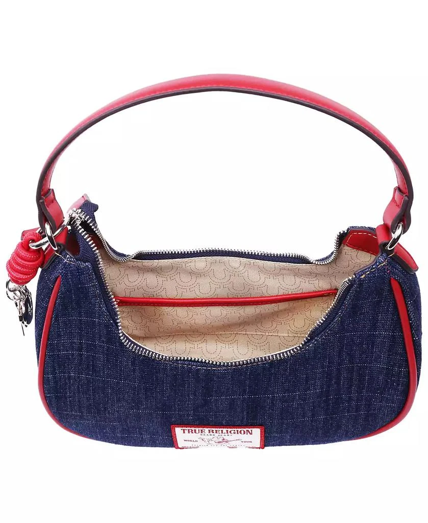 True Religion Wing Motif Denim Hobo Bag with Red Trim 5