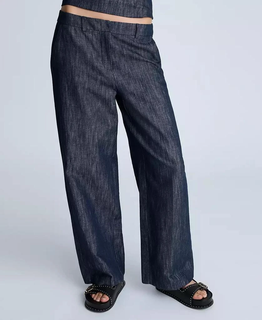 Kenneth Cole Women's Fly Front High Rise Wide-Leg Denim Pants 3