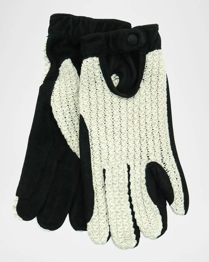 Portolano Men's Suede Gloves with Crochet Cotton Top 1