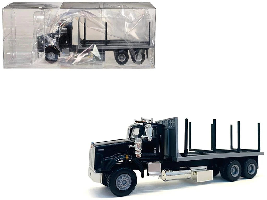 Promotex Kenworth T800 Stake Bed Truck Black 1/87 (HO) Plastic Model Car by