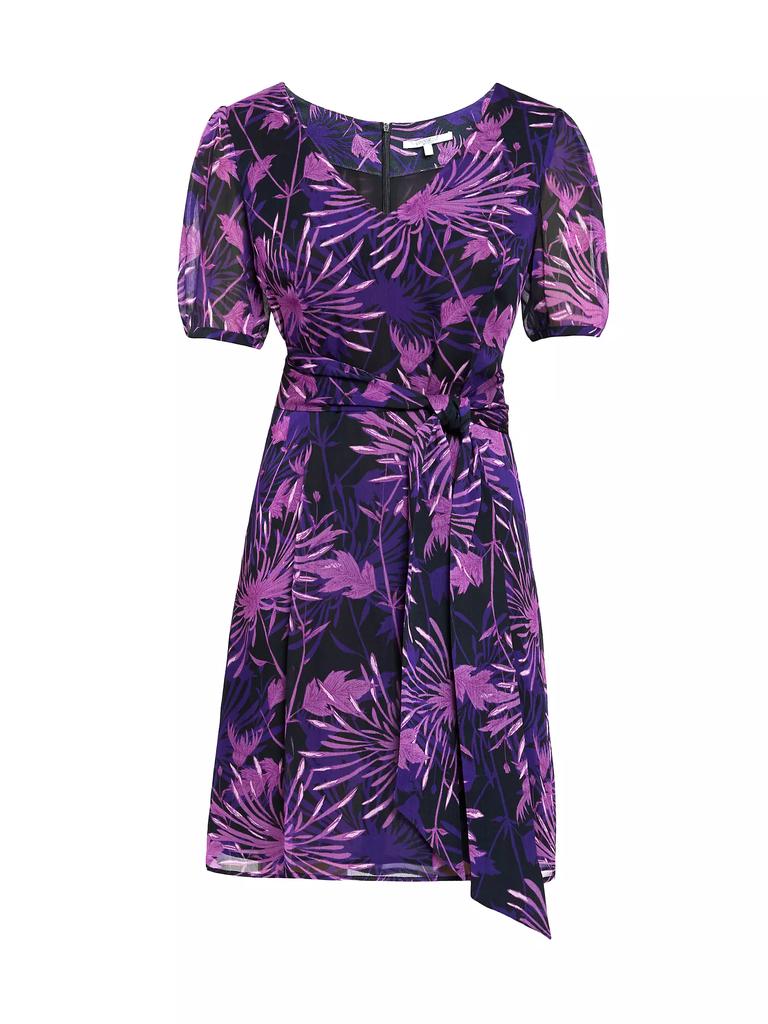 Santorelli Floral Crinkle Georgette Minidress